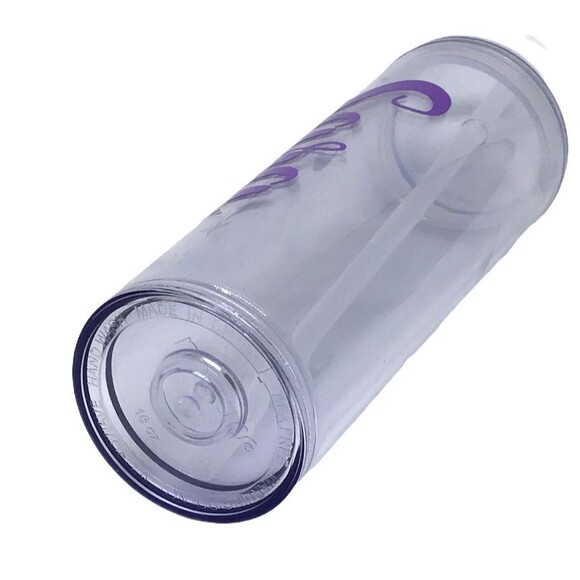 Tumbler Water Beverage Clear SARA Personalized Purple Straw Travel Teacher GIFT - Picture 4 of 5